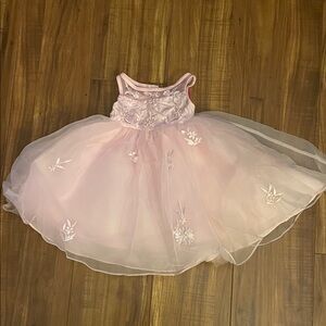 Pink Floral Embroidered Dress